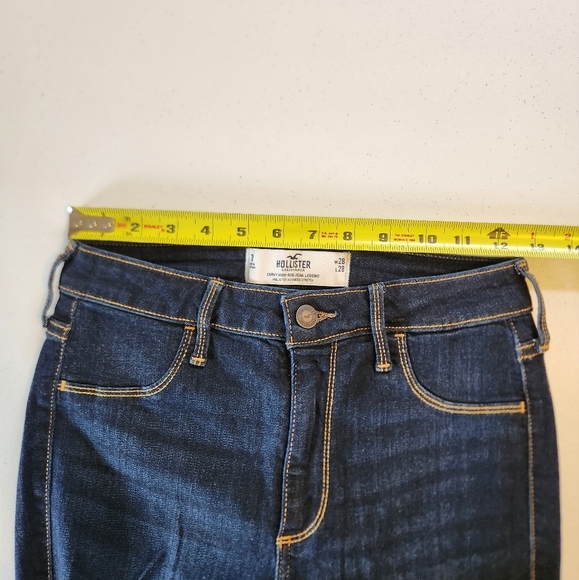 Hollister Curvy High Rise Ripped Jean Legging Jeans Stretchy New NWT Dark 7 28 - Picture 12 of 16